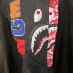 BAPE Double Hooded Black Pink Hoodie New w Bag & Tags *RARE*