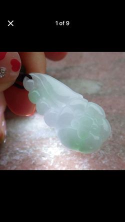 Certificate Jadeite Green white Myanmar Burmese Jade Flower Rose Pendant
