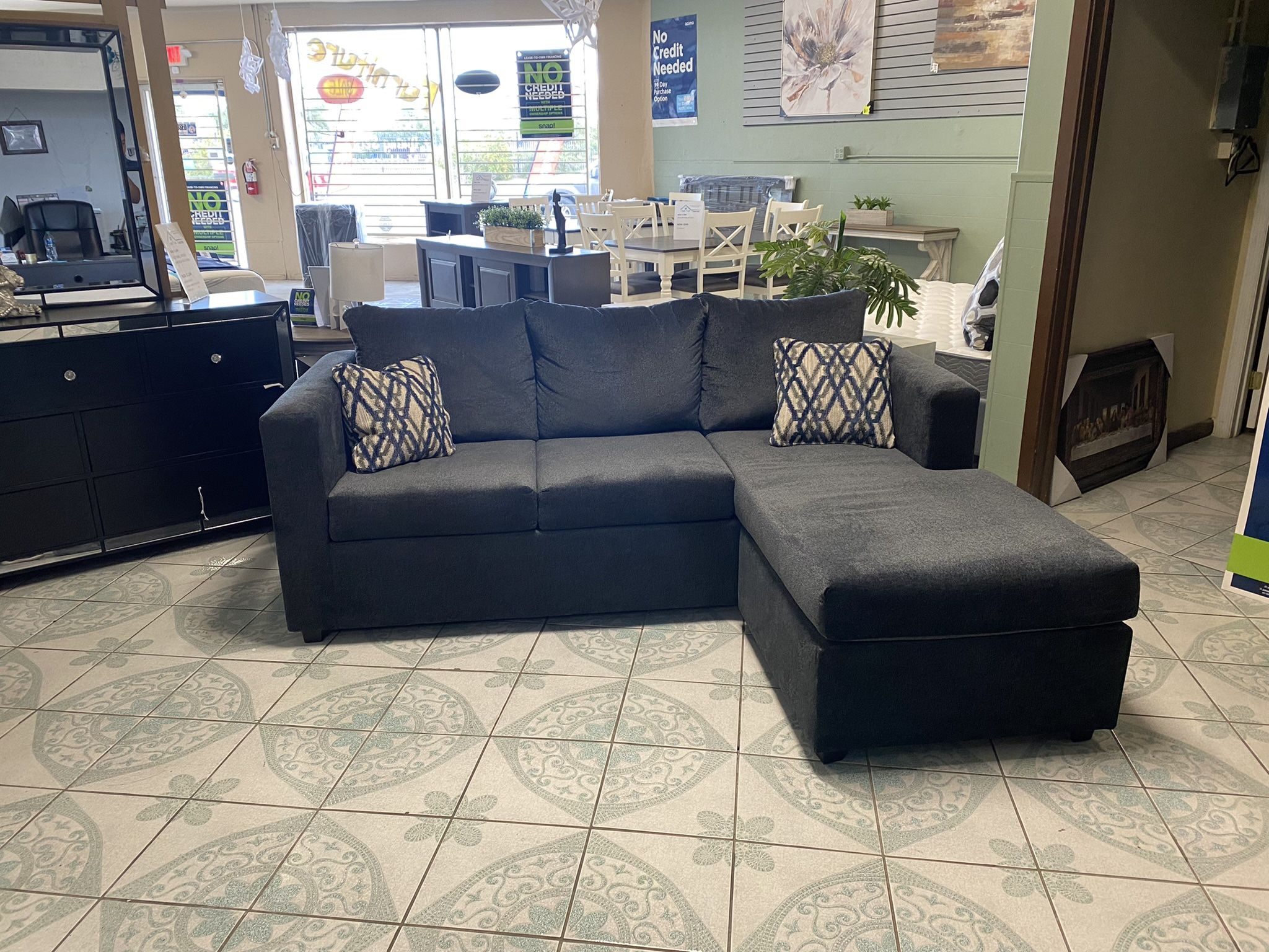 Grey Bluish Reversible Chase Sectional ‼️take It Home With $39 Easy Approval ‼️