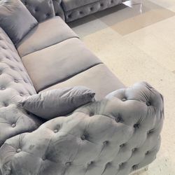 AP🎉Gray Tufted Sofa & Loveseat// Fast Delivery - Financing 