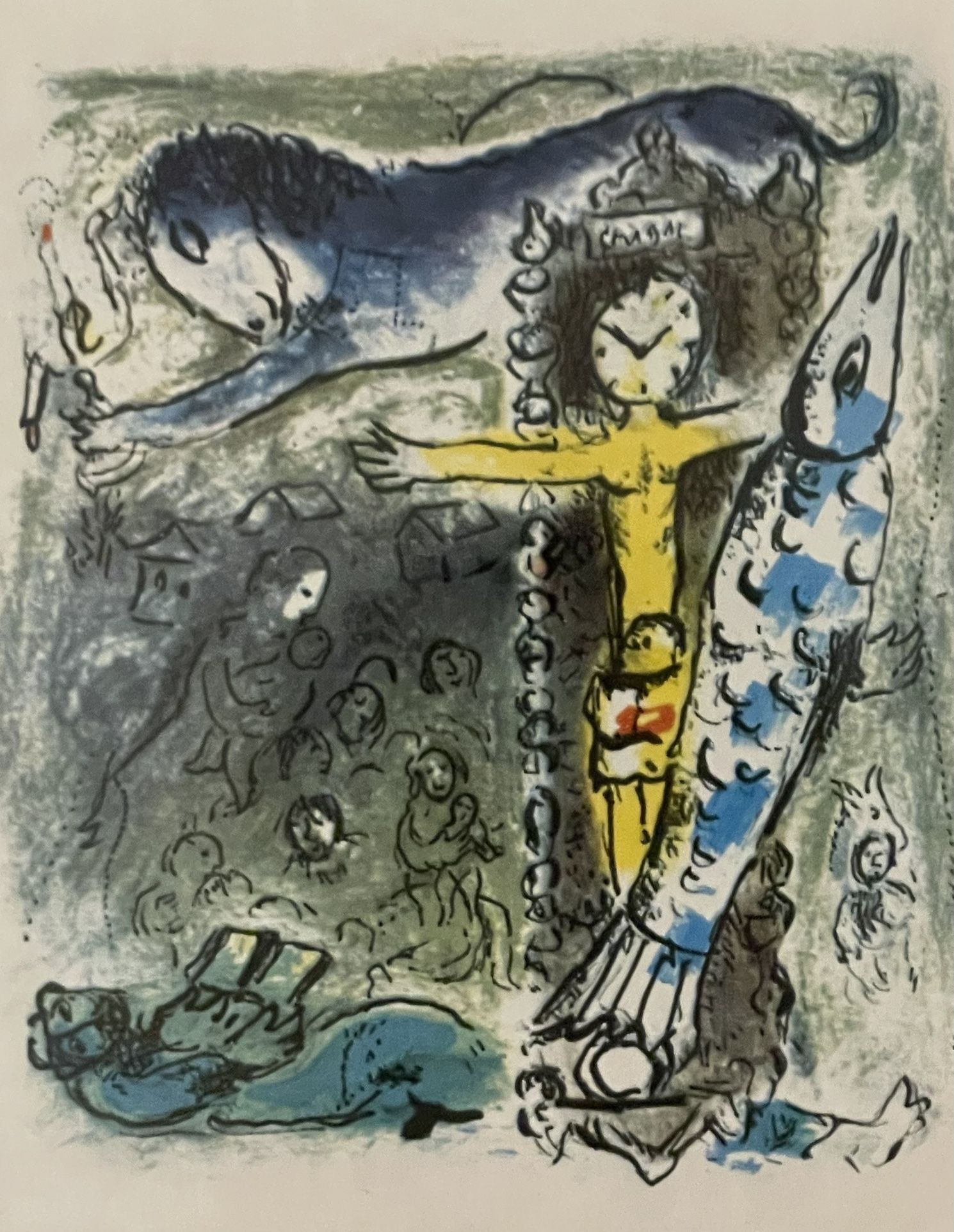 Marc Chagall Christ In The Clock Lithograph Signed In Plate Professionally Framed And Matted