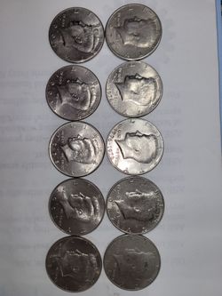 10 Kennedy half dollars