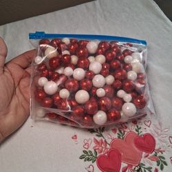Bag Of Assorted Decrative Balls ( Red & White)