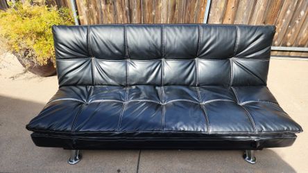 Black faux leather Futon/Couch