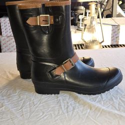 Sperry TOP SIDER STS93811 Women's Black Pull On Waterproof Rubber Rain Boots, Size 10