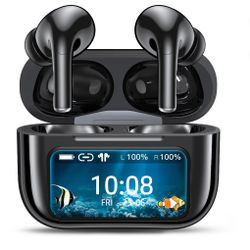 VEAT00L A9 ANC+ENC Earbuds with Smart Touch Screen,Bluetooth 5.4, HiFi Stereo Multiple EQ settings