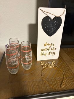 Bachelorette Party Set with Glasses and Sign
