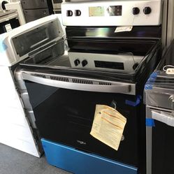 New Scratch And Dent Whirlpool 5 Burner Glass Top Stainless Steel Range. 1 Year Warranty 