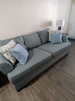 Lovely 8 Ft Denim Blue Tweed Sofa