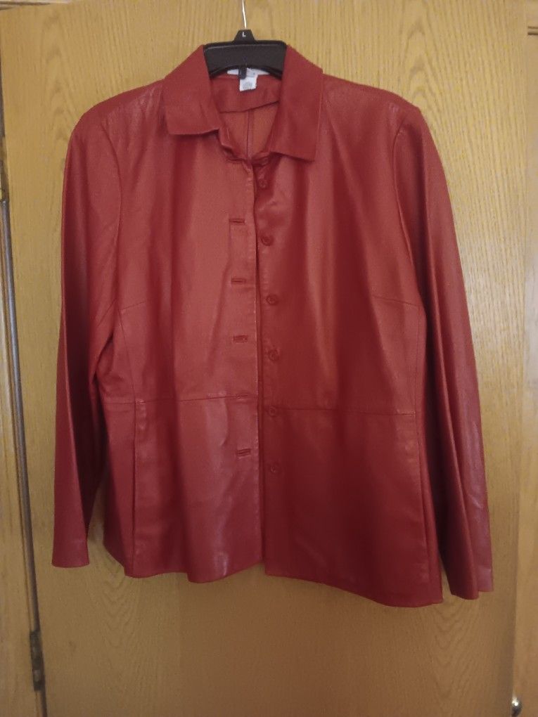 Women's Size 14P, Real Clothes Red Faux Leather Jacket