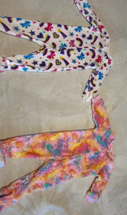 Baby girls Foil Unicorn/ White Fleece Footed One piece PJ