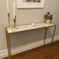 Faux Marble Console Table, Gold / Faux Marble