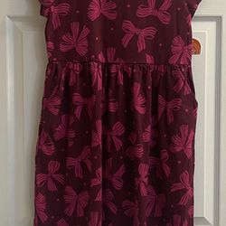 Brand New Girls Bow Print Design Dress Size XXL Kids 