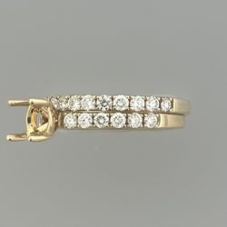 14kt yellow gold diamond engagement set semi-mounted 