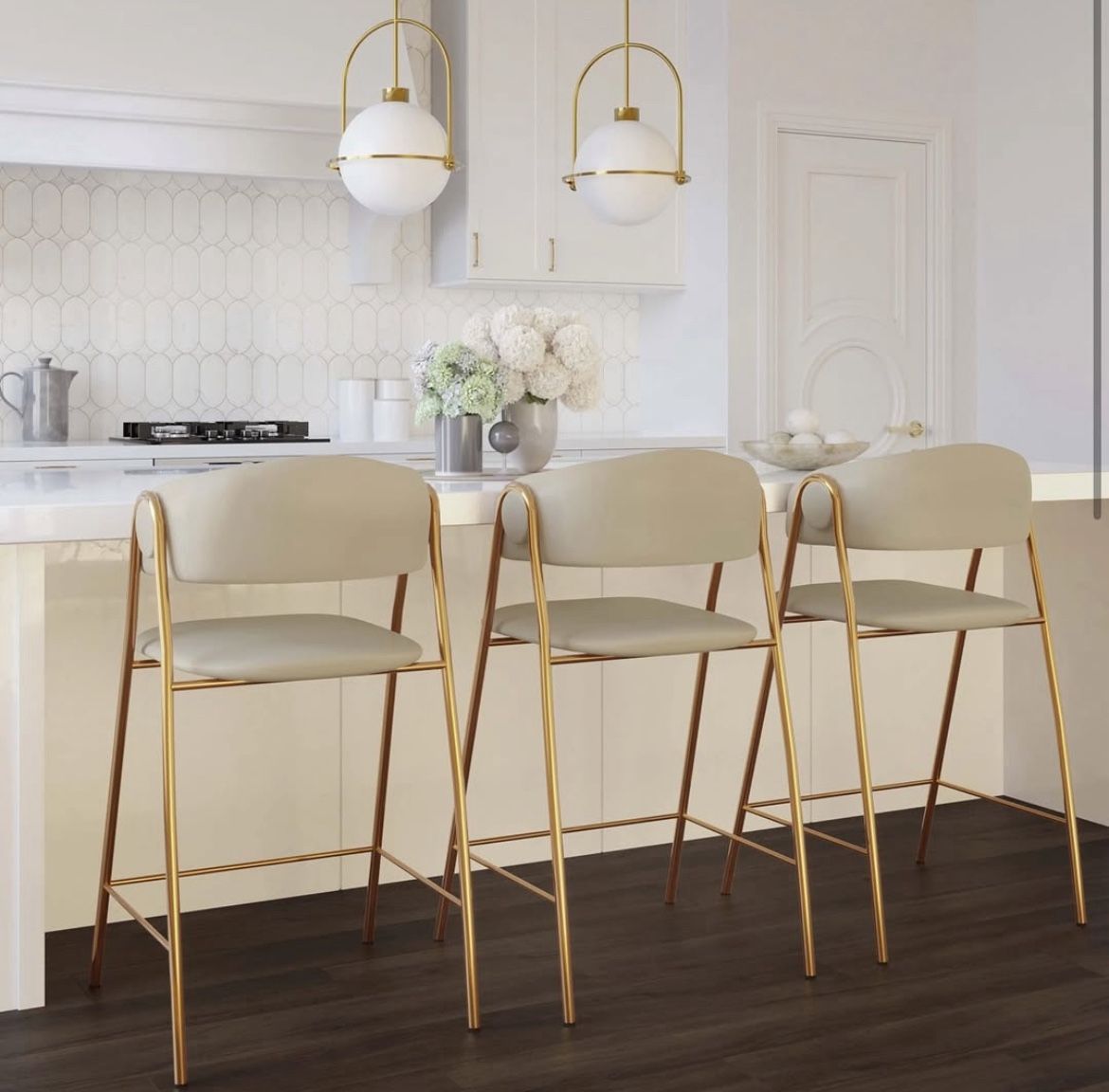 Same Day Delivery , Bar Stools , White And Gold 
