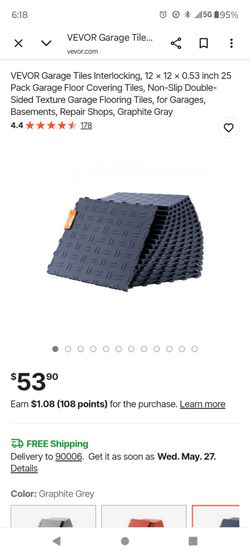 Vevor 12" x 12 garage tiles 350 square feet