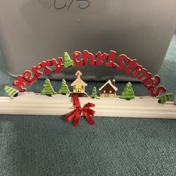 Merry Christmas wooden candle holder mantel display centerpiece