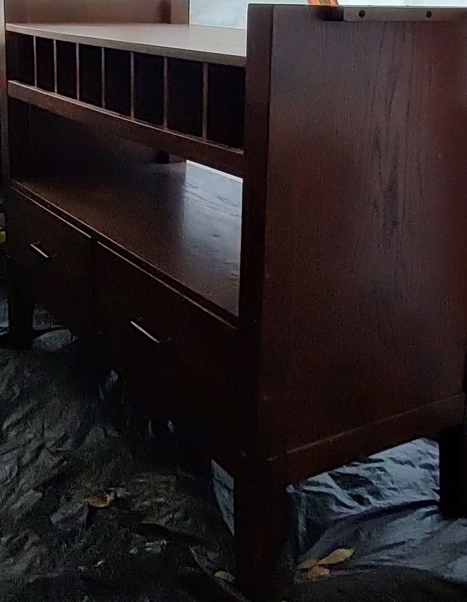 Pub Height Dining Table Base with Storage Drawers & Wine Rack