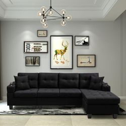 BRAND NEW SECTIONAL COUCH WITH CUP HOLDERS IN ORIGINAL BOX