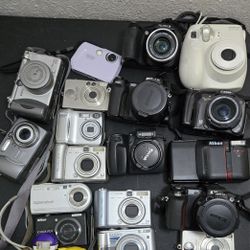 Lot Of 21 Vintage Digital And Film Cameras *FOR PARTS/REPAIR*