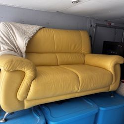 Retro Leather Loveseat 