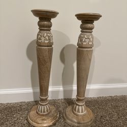 Wooden Pillar Candle Holders