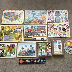 Wooden Puzzle For Kids. Melissa &Doug. Total 12 Puzzles . Excellent condition