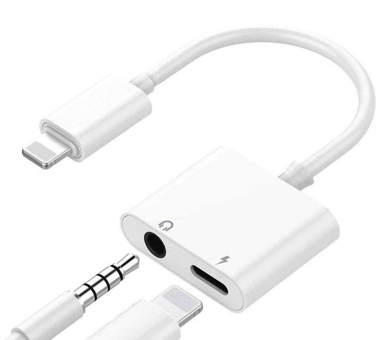 iPhone Headphone Adapter & Splitter, 2 in 1 Lightning to 3.5mm Headphone Audio & Charger Compatible for iPhone 11/XS/XR/X 8 7/iPad/iPod, Support Call