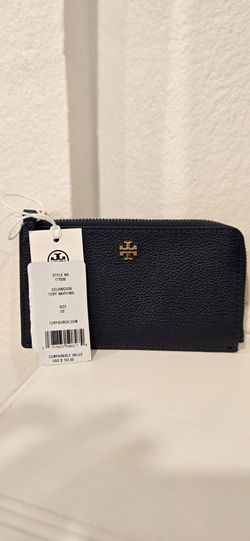 Brand New Navy Tory Burch With Gold Logo Wallet