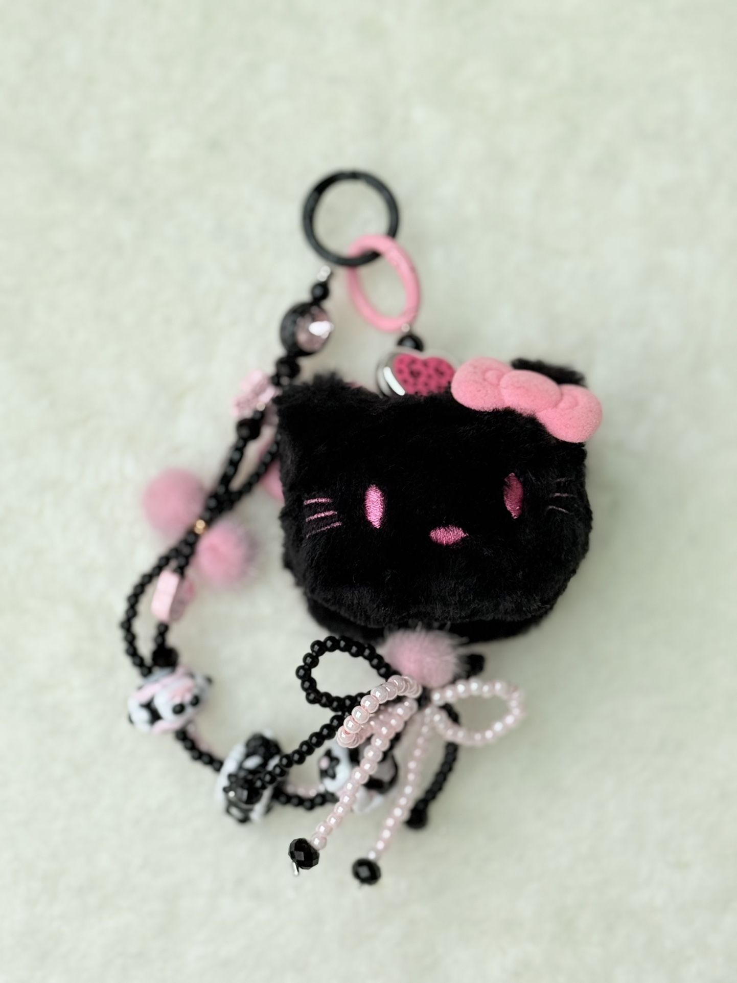 Kitty Phone Chain Anime Beaded Phone Pendant Kawaii Colorful Bead Keychain Gift