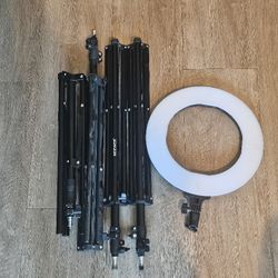 Ring Light with Adjustable Tripod Stand + Phone/Camera Mount – Great Condition
