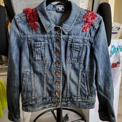 Denim Jacket With Red Custom Design