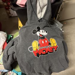 Disney Mickey Mouse Men's Medium Graphic Hoodie Sweatshirt Charcoal Gray Pocket