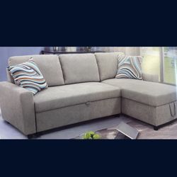 Light Gray Microfiber Sectional Sleeper Sofa Couch 