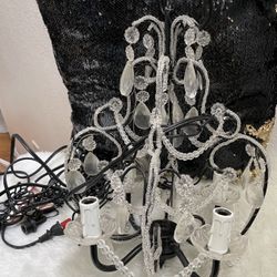 Vintage Black & Clear Hanging Chandelier 