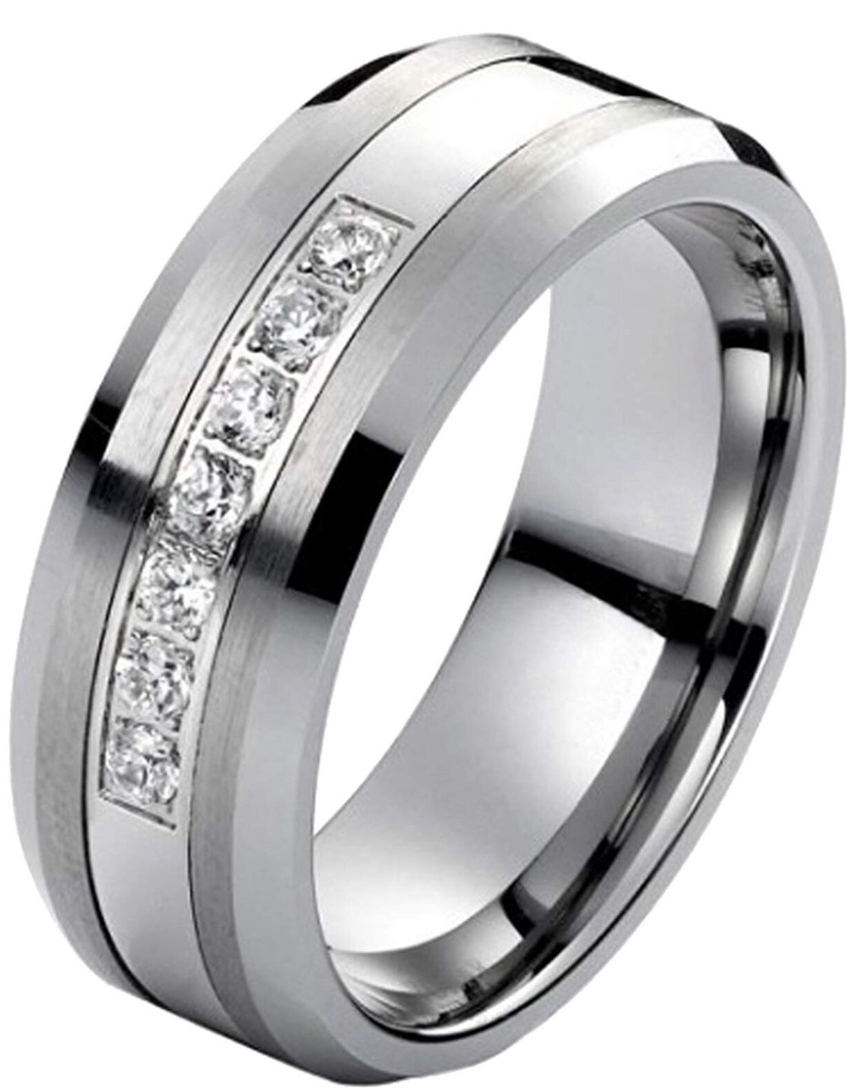 1/4ct Diamond Wedding Band in Tungsten Carbide and Platinum