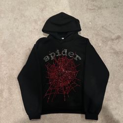 Sp5der Hoodie Red Rhinestone 
