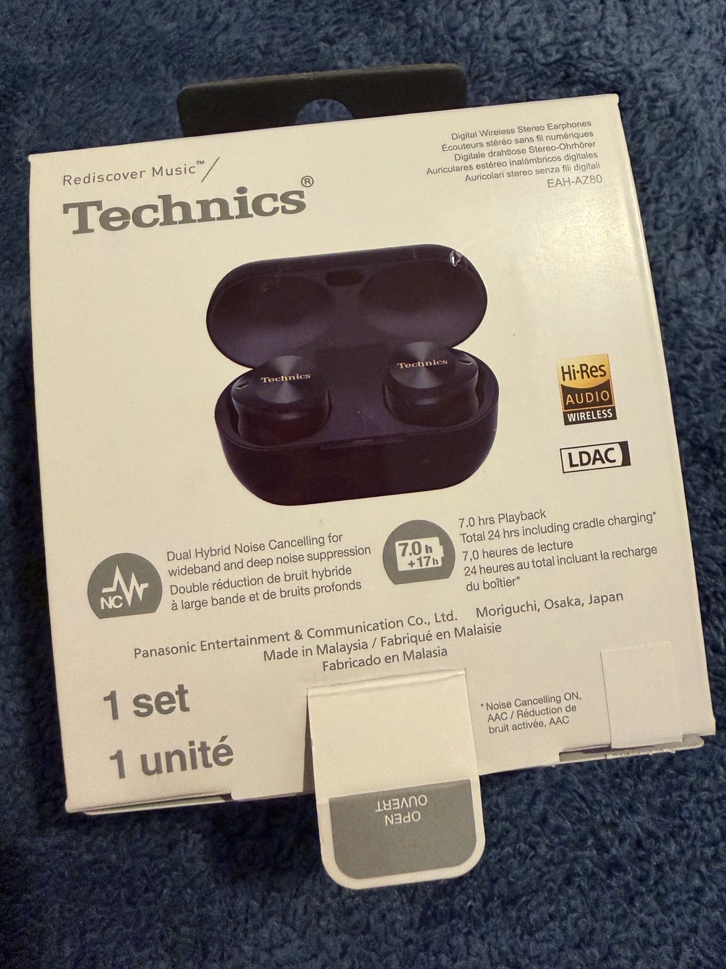 Technics EAH-AZ80 Wireless Earbuds (Black)โ Premium Sound, Like New, All Accessories