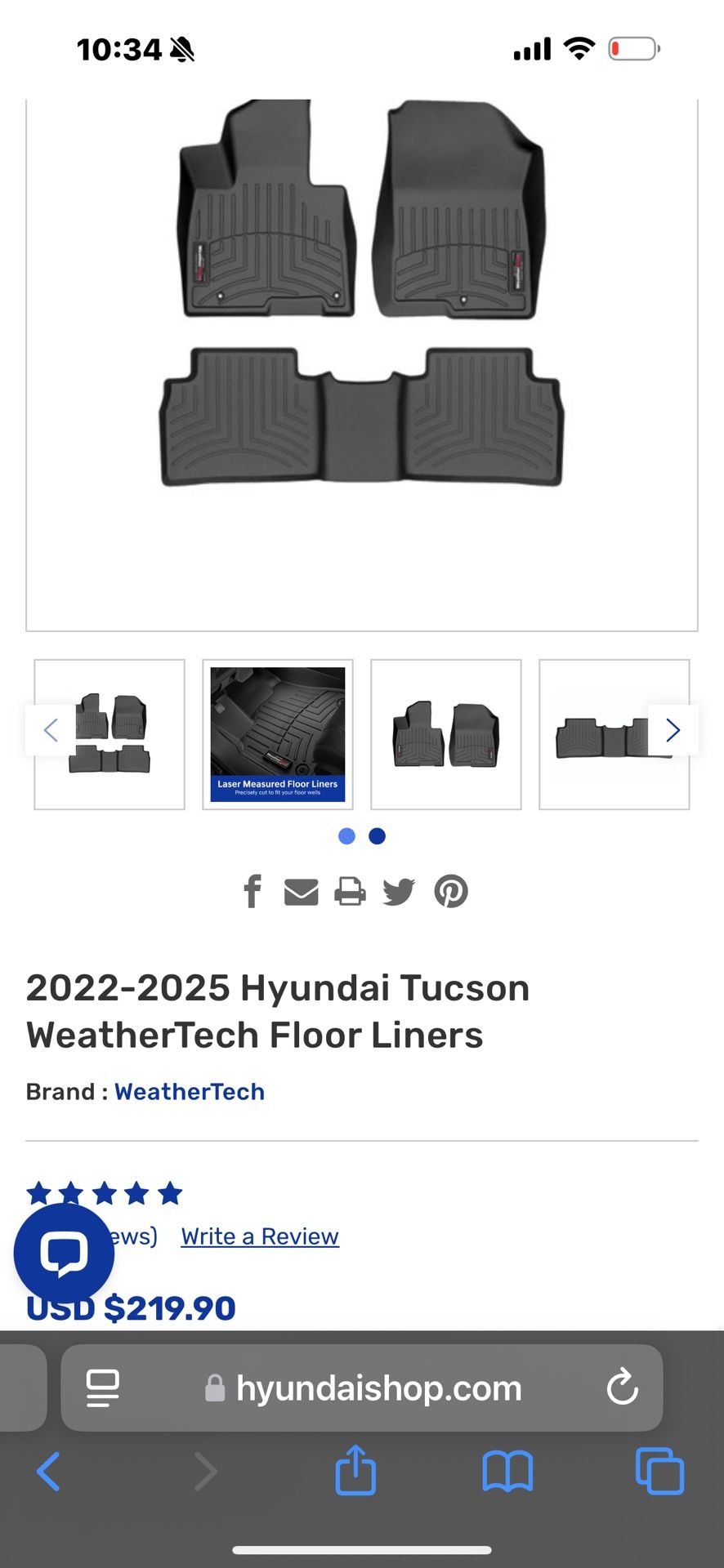 2022 Hyundai Tucson WeatherTech Floor liners