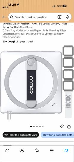 COTIAR Smart Window Cleaner Robot with Auto Water Spray (Remote Included)