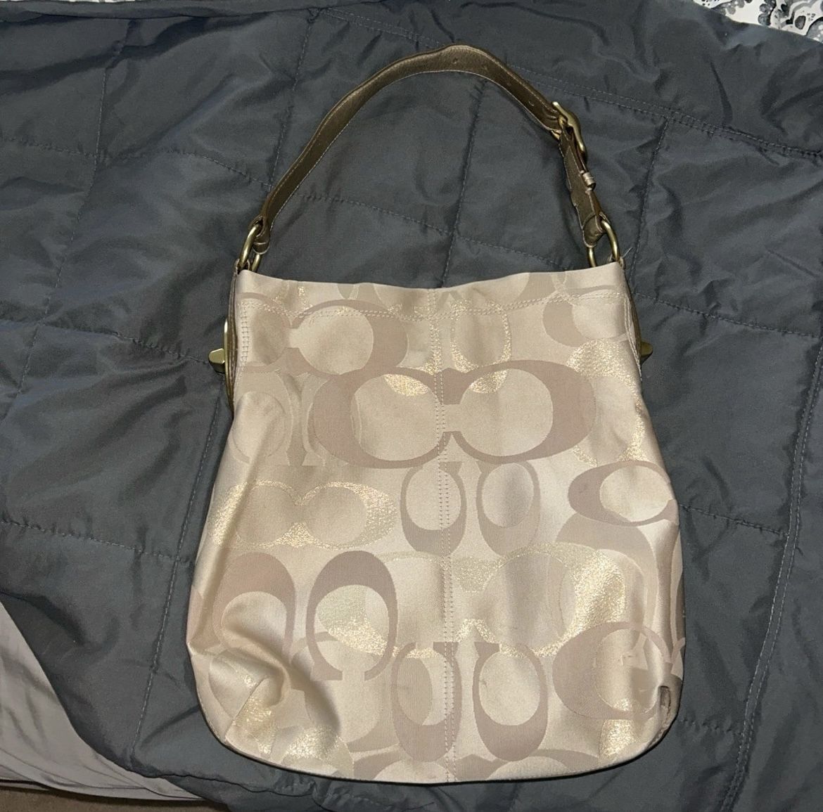 Y2k Coach Cream Signature Shoulder Bag 