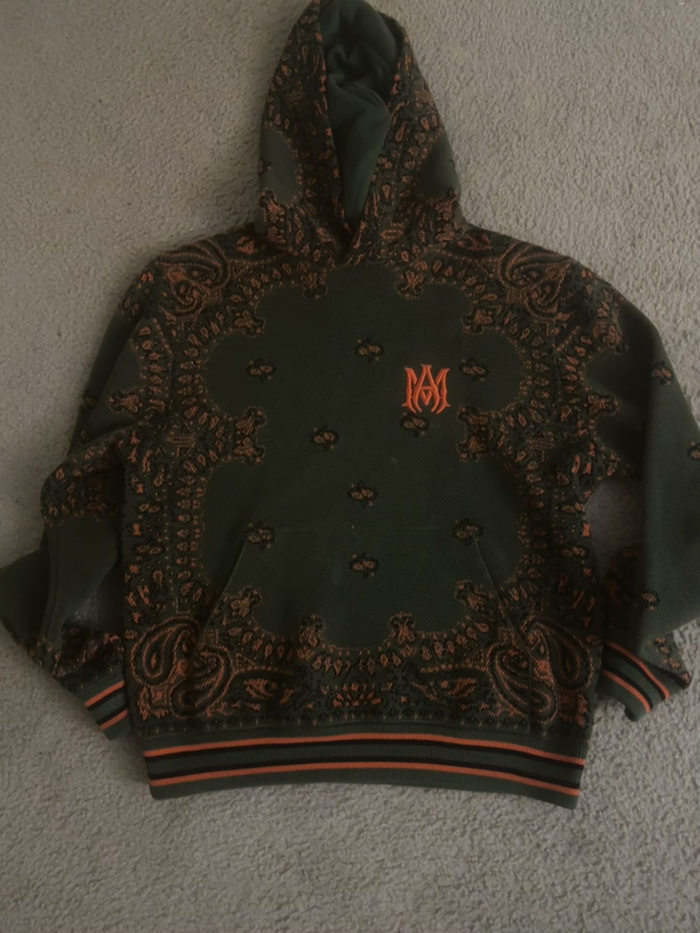 Amiri Green Bandana Print Knit Hoodie M