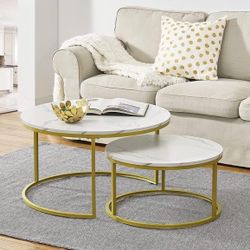 2 Pieces Round Coffee Tables / Nesting Tables 