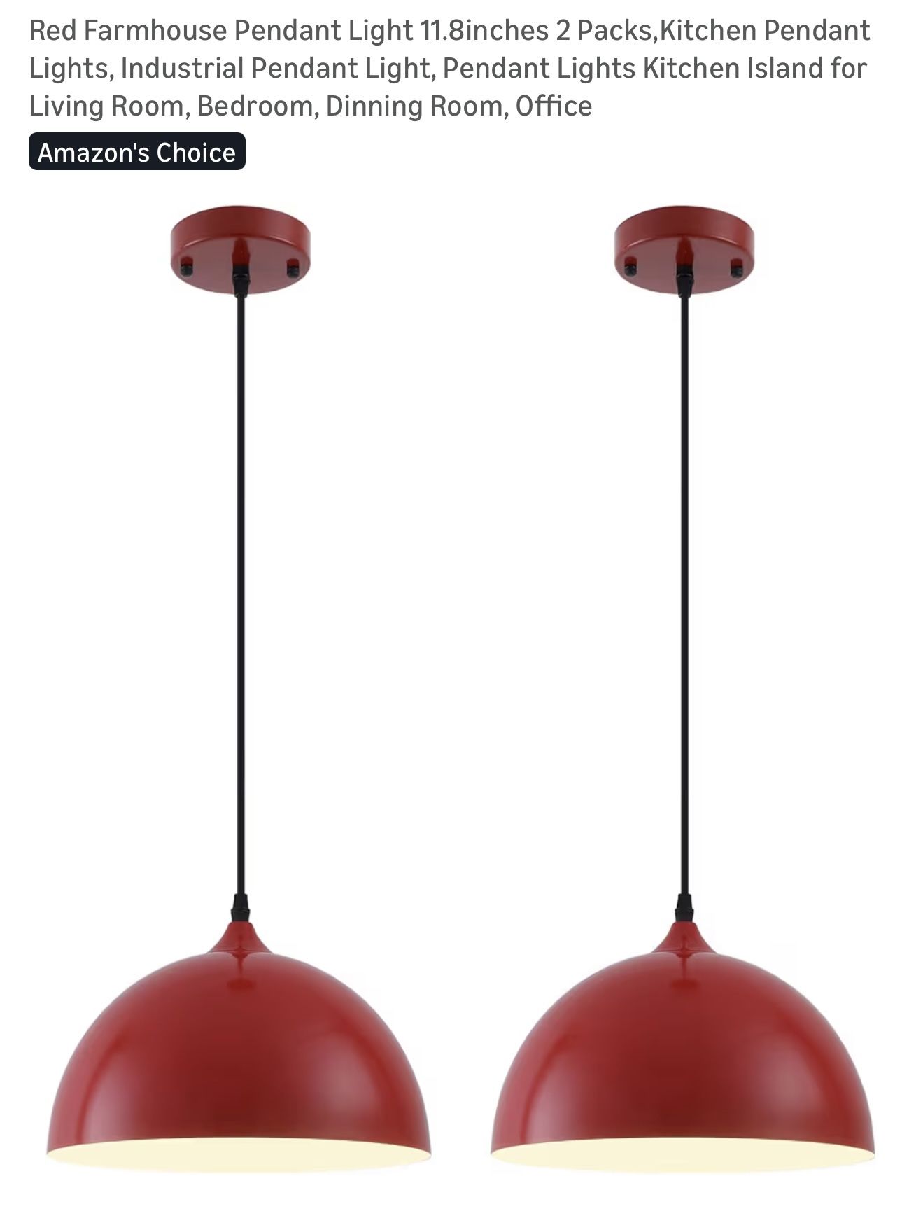 2 Red Farmhouse Pendant Lights