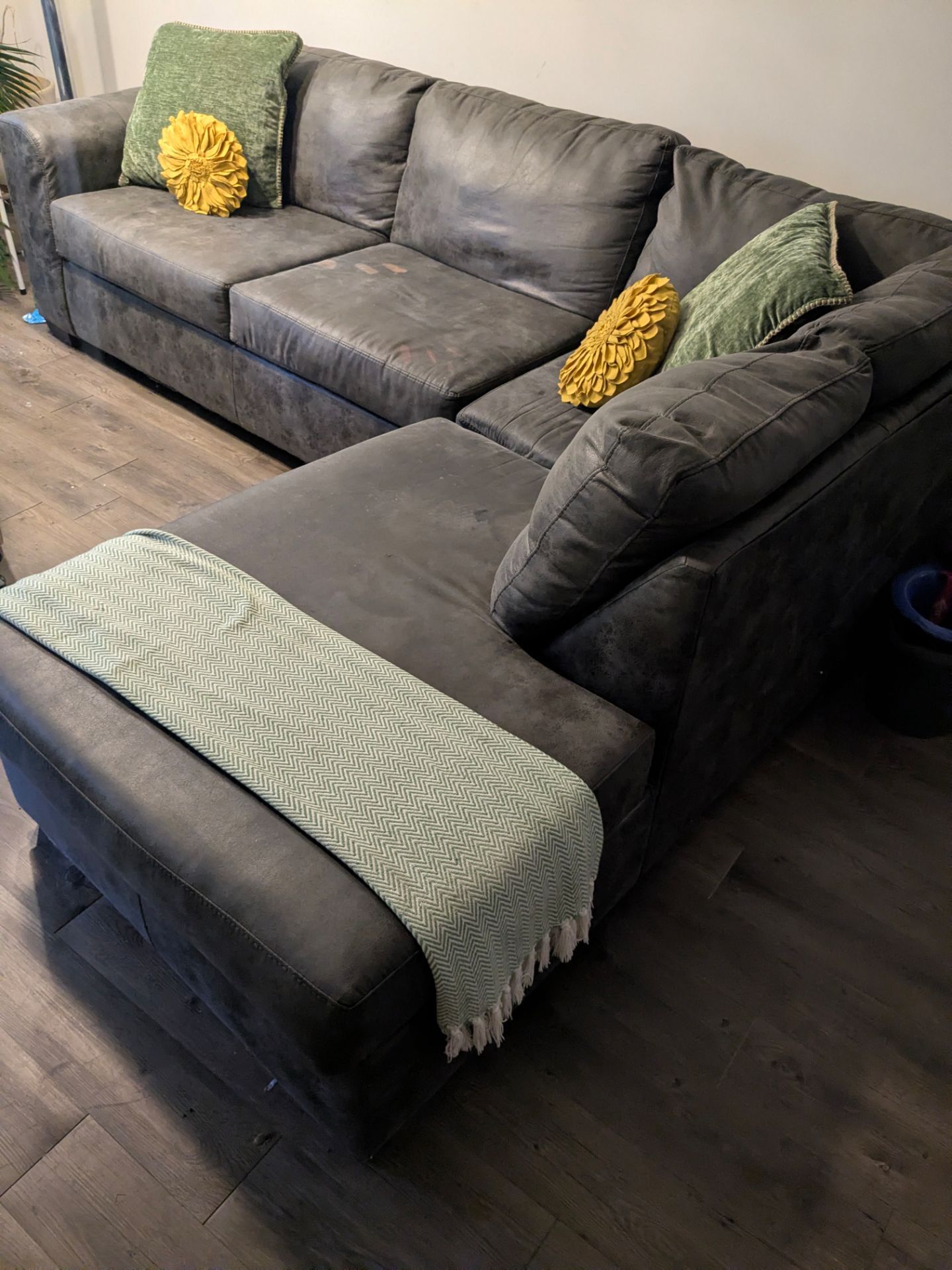 Grey Leather Sectional
