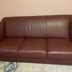 Red Leather Couch And Chair Set