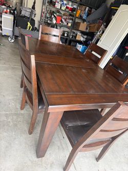 Dark Wood Dining Table with 6 Chairs