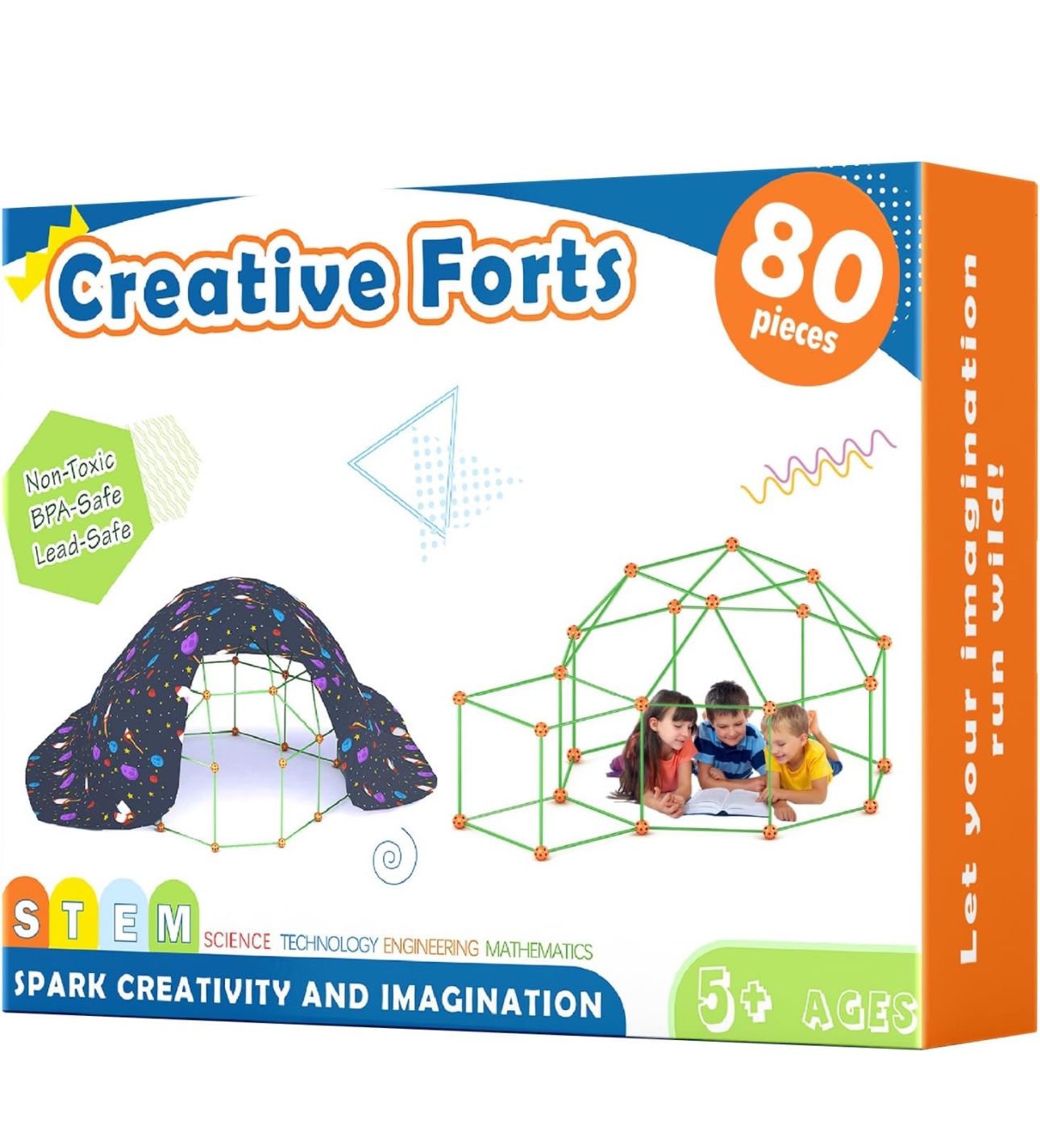 Tiny Land Kids-Fort-Building-Kit-80 Pieces-Creative Fort Toy