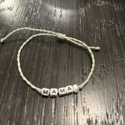 Mama bracelet with white beads and adjustable band 