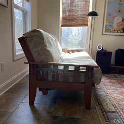 Full Size Futon With Frame +memory Foam Pillow Topper